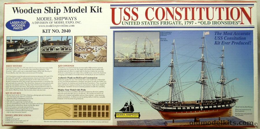 Model Shipways 1/77 USS Constitution Frigate 1997 - 48 Inch Long Plank-On-Frame Ship Model, 2040 plastic model kit